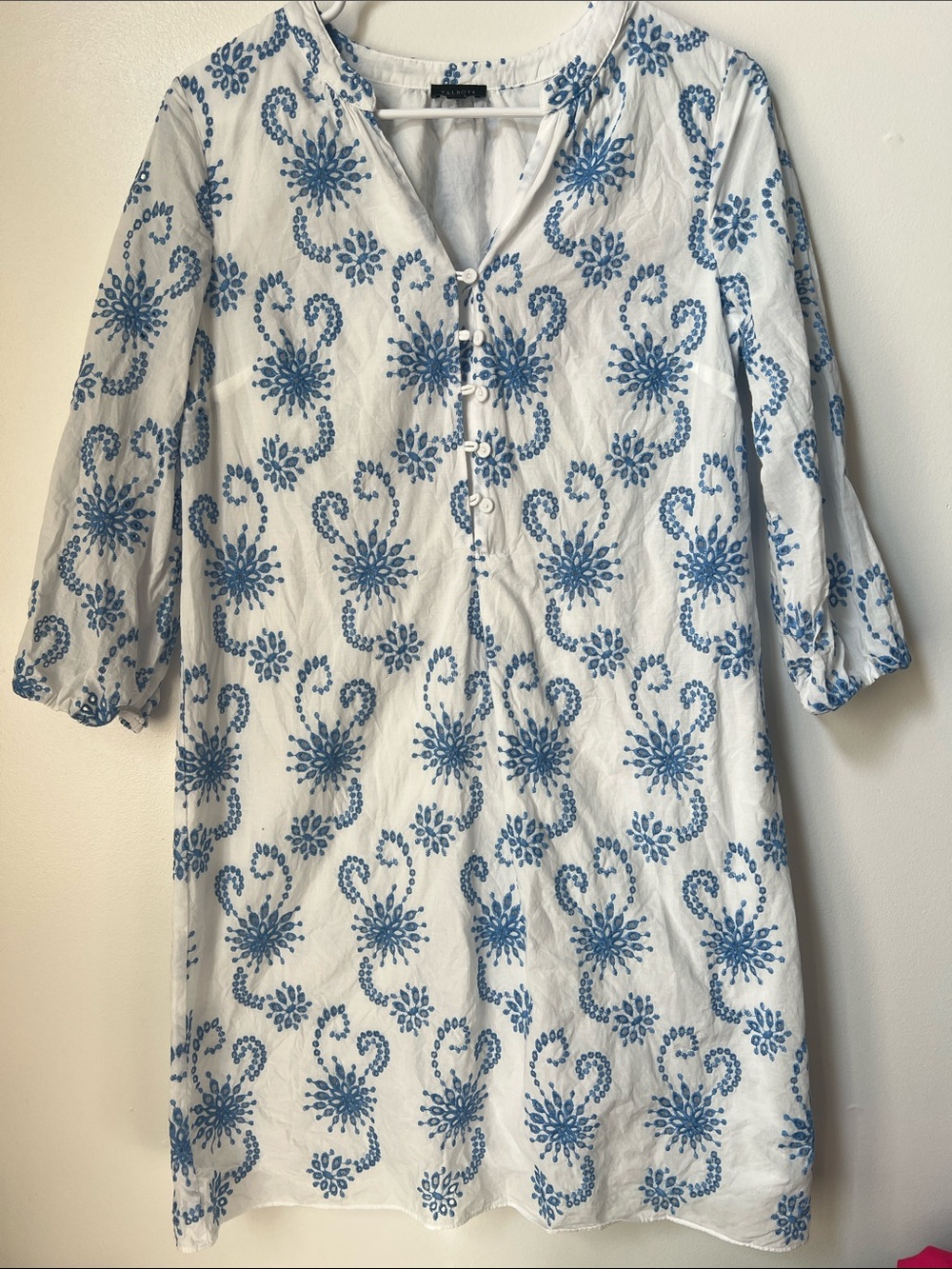 Talbots Blue Floral Embroidery Dress